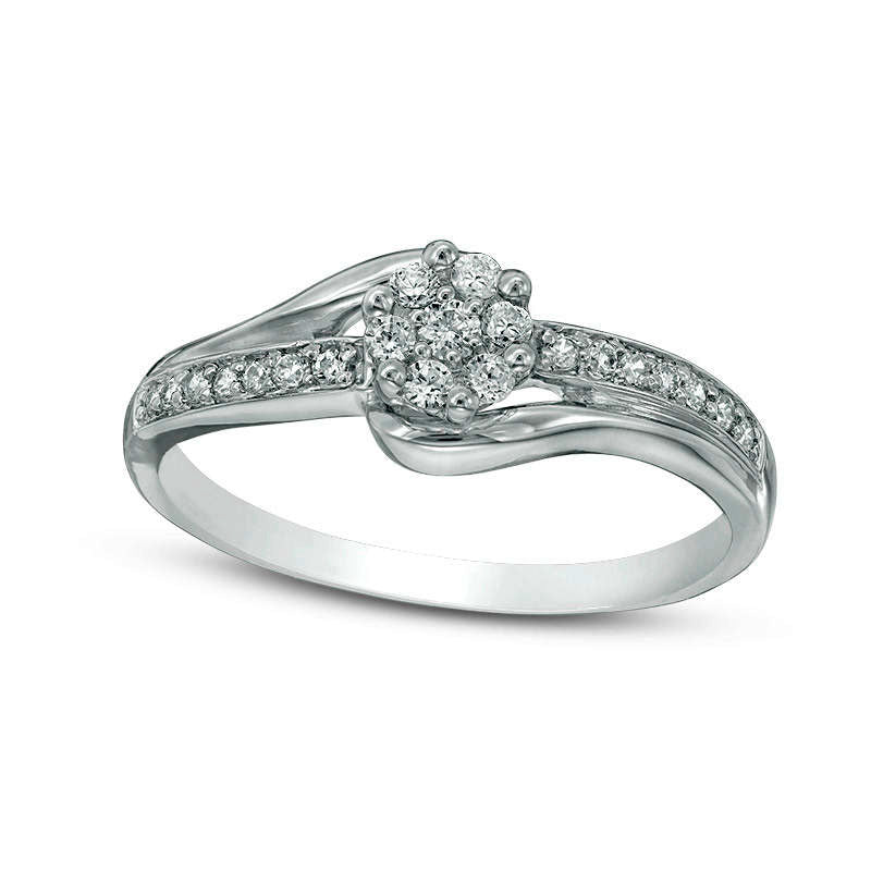 Image of ID 1 020 CT TW Composite Natural Diamond Bypass Promise Ring in Solid 10K White Gold