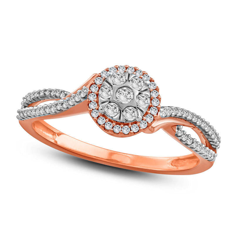 Image of ID 1 020 CT TW Composite Natural Diamond Bypass Twist Promise Ring in Solid 10K Rose Gold