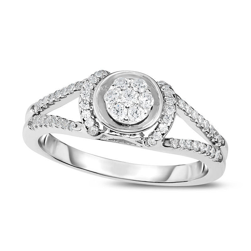 Image of ID 1 020 CT TW Composite Natural Diamond Collar Promise Ring in Solid 10K White Gold