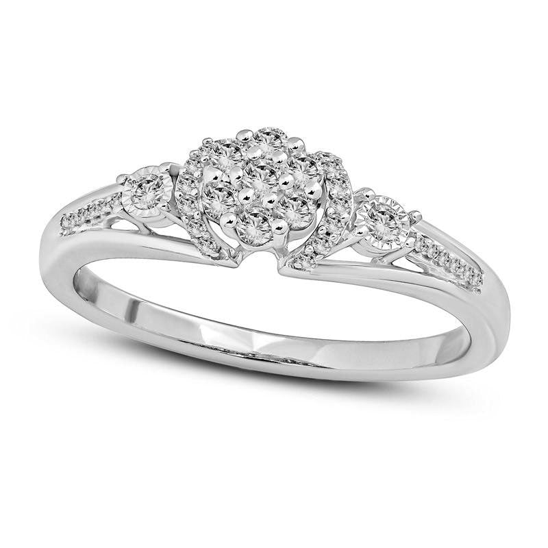 Image of ID 1 020 CT TW Composite Natural Diamond Collar Promise Ring in Sterling Silver