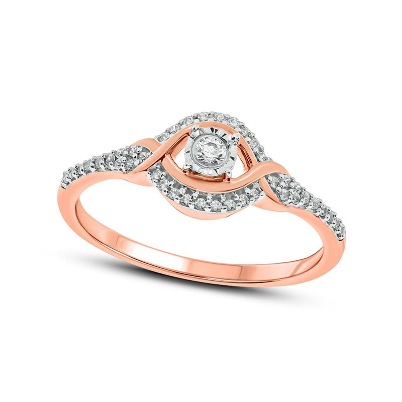 Image of ID 1 020 CT TW Composite Natural Diamond Crossover Promise Ring in Solid 10K Rose Gold