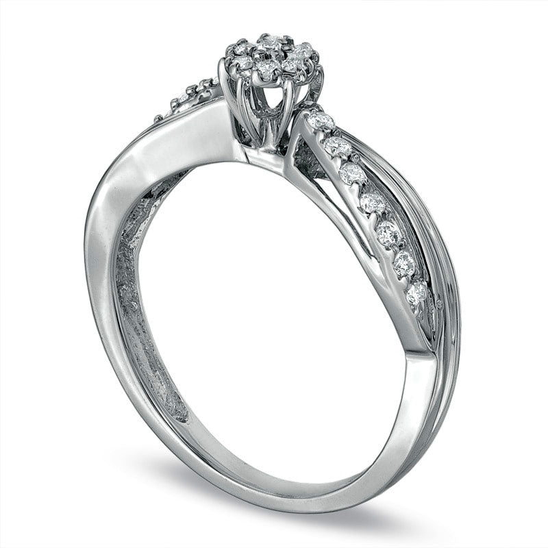 Image of ID 1 020 CT TW Composite Natural Diamond Engagement Ring in Solid 10K White Gold
