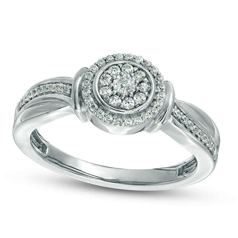 Image of ID 1 020 CT TW Composite Natural Diamond Frame Collar Crossover Ring in Sterling Silver