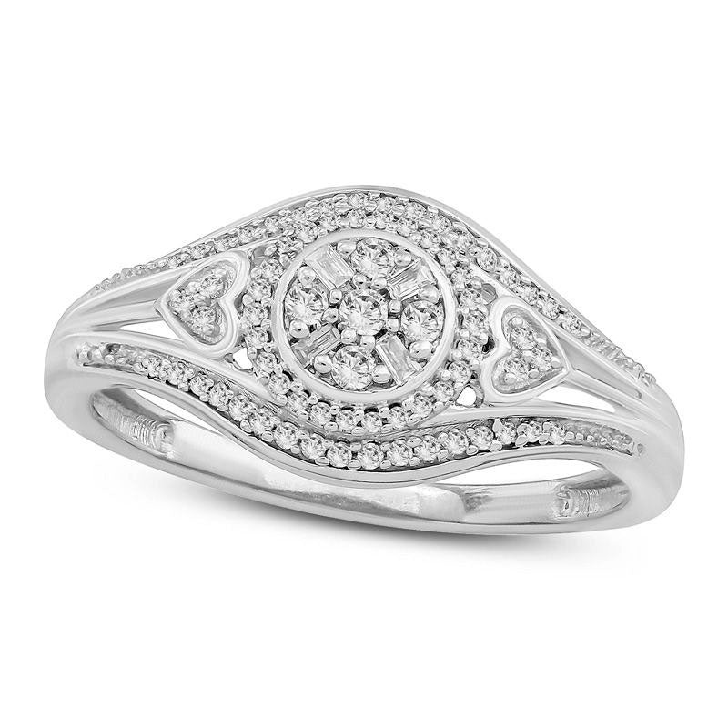 Image of ID 1 020 CT TW Composite Natural Diamond Frame Heart Sides Ring in Solid 10K White Gold