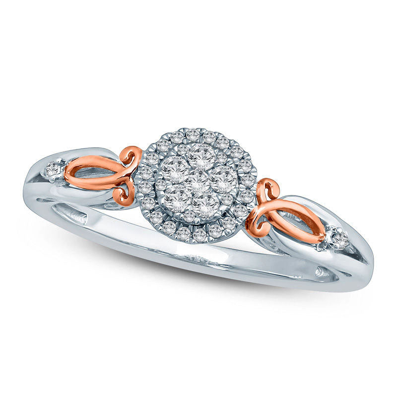 Image of ID 1 020 CT TW Composite Natural Diamond Frame Promise Ring in Sterling Silver with Solid 14K Rose Gold Plate