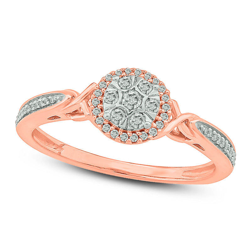 Image of ID 1 020 CT TW Composite Natural Diamond Frame Twist Promise Ring in Solid 10K Rose Gold