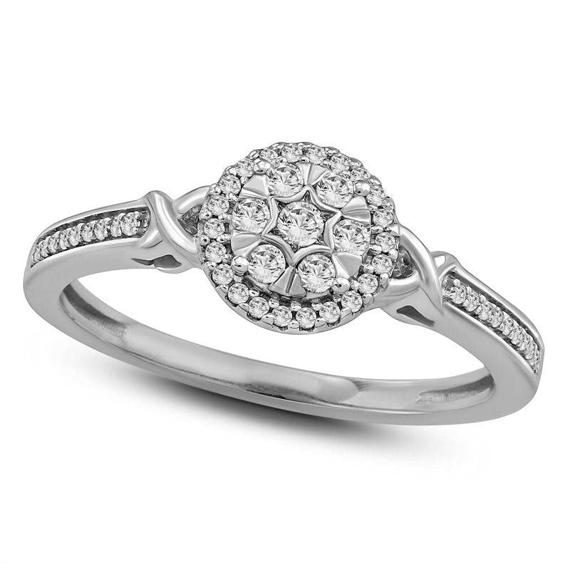 Image of ID 1 020 CT TW Composite Natural Diamond Frame Twist Promise Ring in Solid 10K White Gold