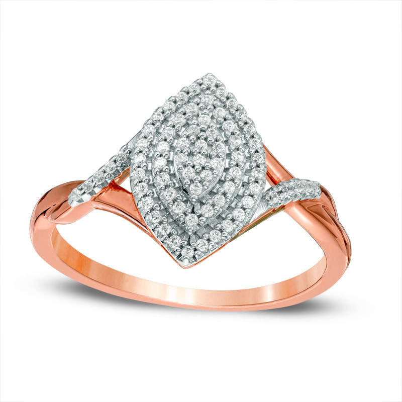 Image of ID 1 020 CT TW Composite Natural Diamond Marquise Ring in Solid 10K Rose Gold
