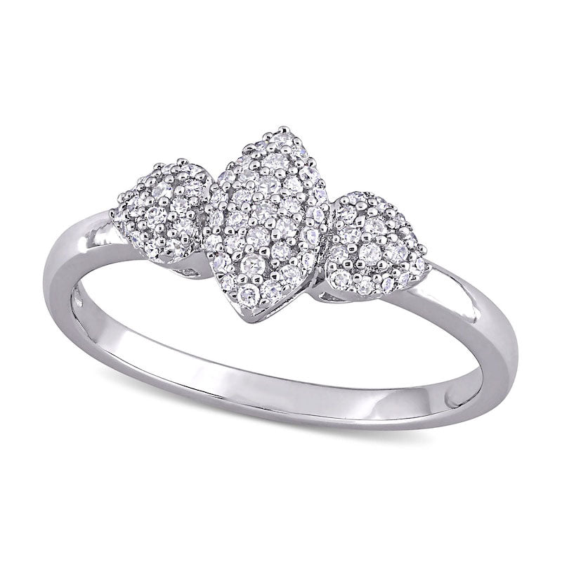 Image of ID 1 020 CT TW Composite Natural Diamond Marquise Three Stone Promise Ring in Sterling Silver