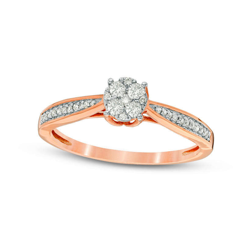 Image of ID 1 020 CT TW Composite Natural Diamond Promise Ring in Solid 10K Rose Gold