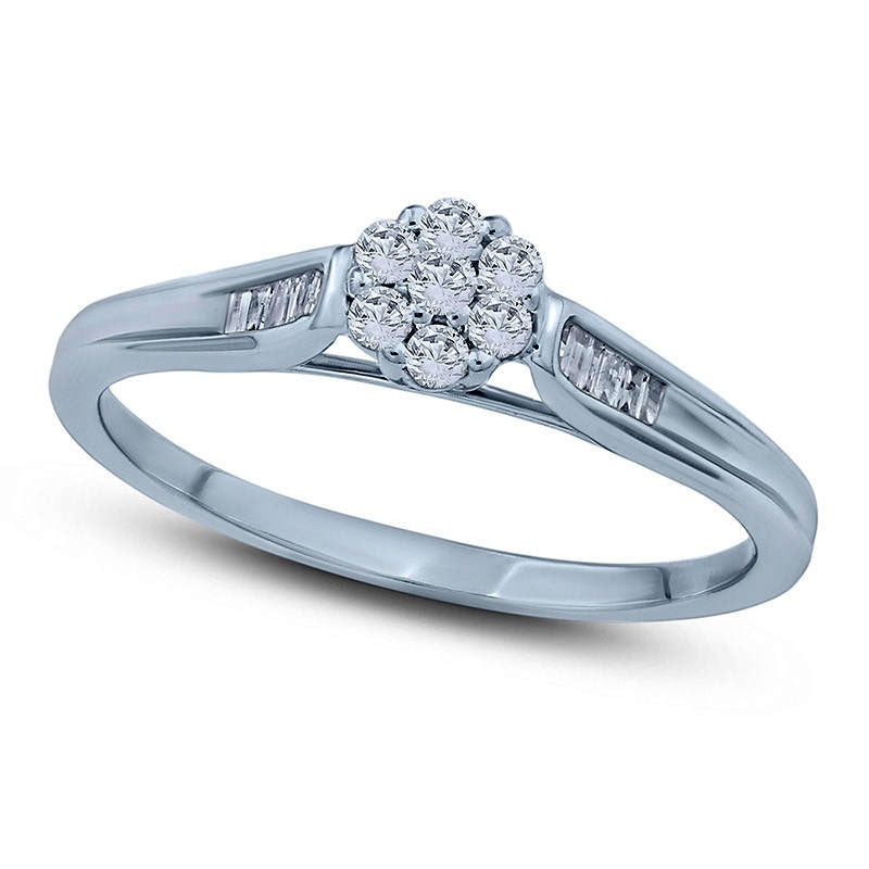 Image of ID 1 020 CT TW Composite Natural Diamond Promise Ring in Sterling Silver