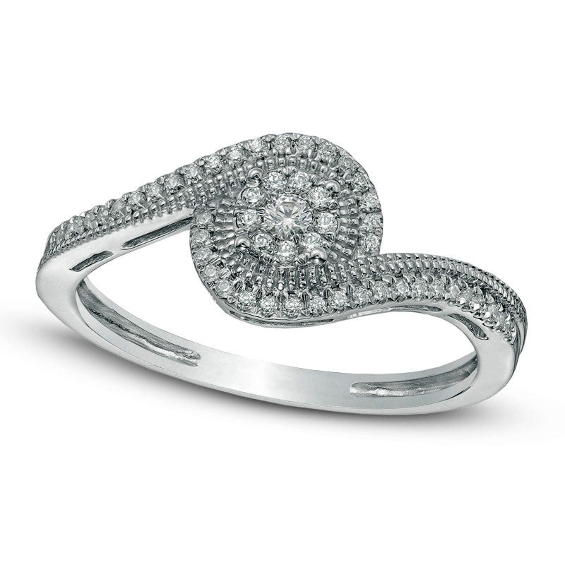 Image of ID 1 020 CT TW Composite Natural Diamond Swirl Bypass Promise Ring in Sterling Silver