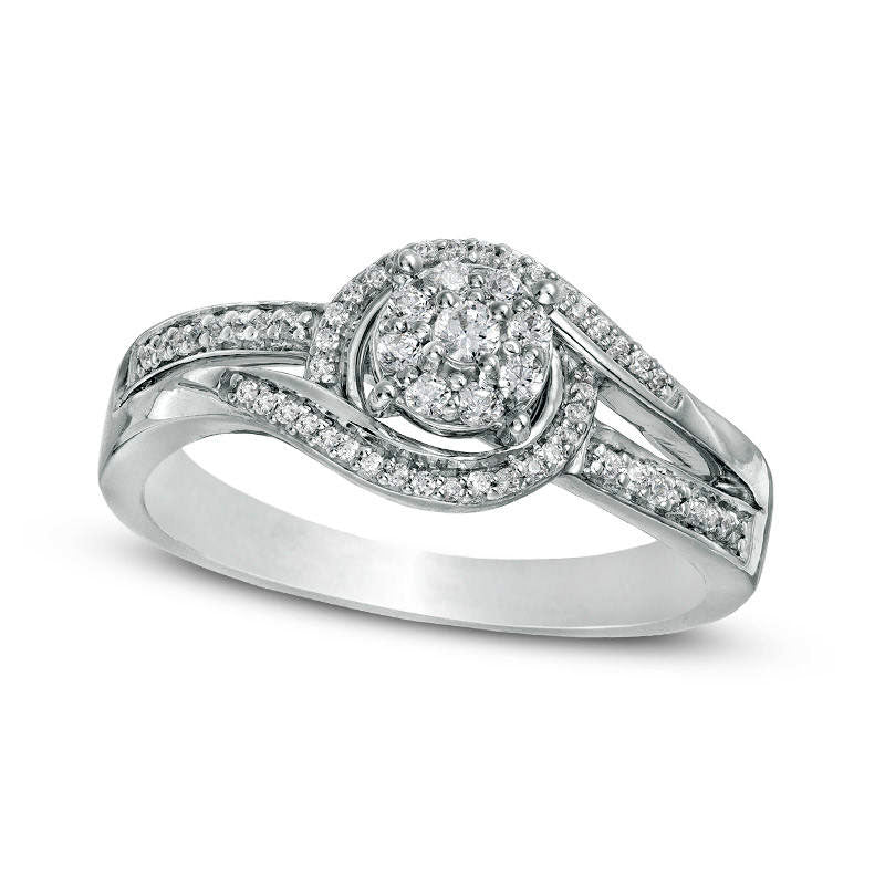 Image of ID 1 020 CT TW Composite Natural Diamond Swirl Bypass Ring in Sterling Silver