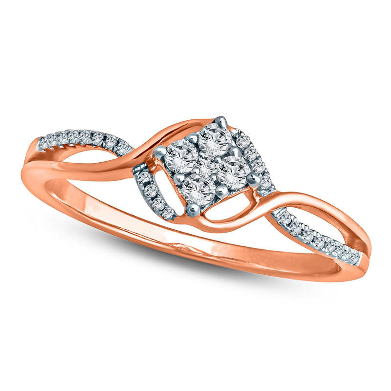 Image of ID 1 020 CT TW Composite Natural Diamond Tilted Square Bypass Promise Ring in Solid 10K Rose Gold