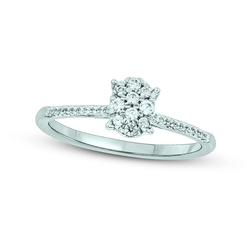 Image of ID 1 020 CT TW Composite Oval Natural Diamond Promise Ring in Solid 10K White Gold