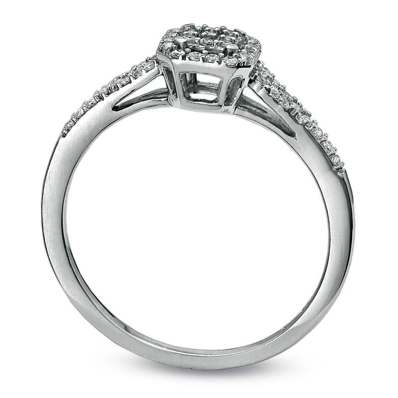 Image of ID 1 020 CT TW Composite Square Natural Diamond Antique Vintage-Style Promise Ring in Solid 10K White Gold