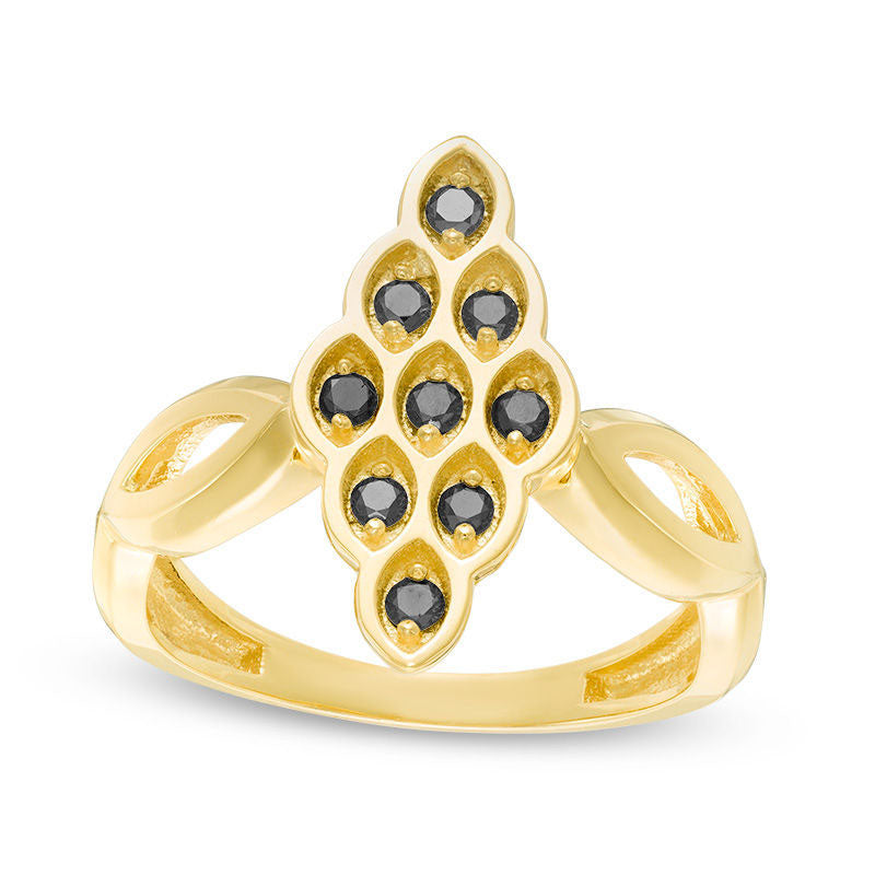 Image of ID 1 020 CT TW Enhanced Black Natural Diamond Marquise Ring in Solid 10K Yellow Gold