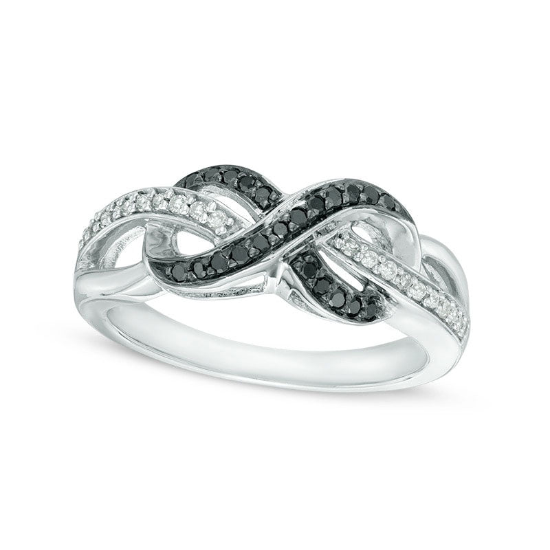 Image of ID 1 020 CT TW Enhanced Black and White Natural Diamond Sideways Infinity Ring in Sterling Silver - Size 7