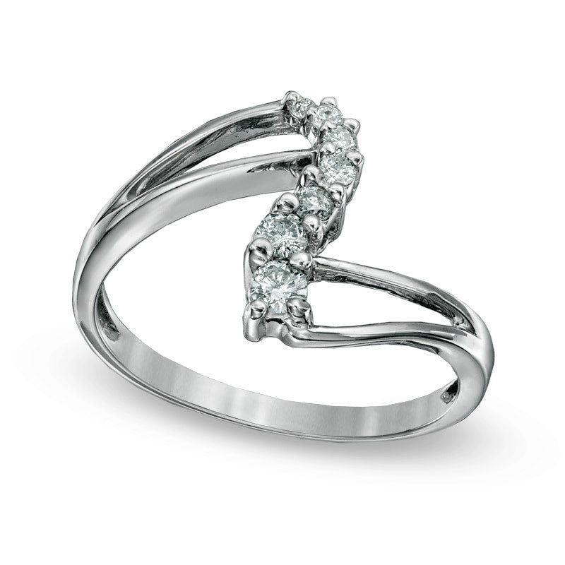 Image of ID 1 020 CT TW Journey Natural Diamond Ring in Solid 10K White Gold