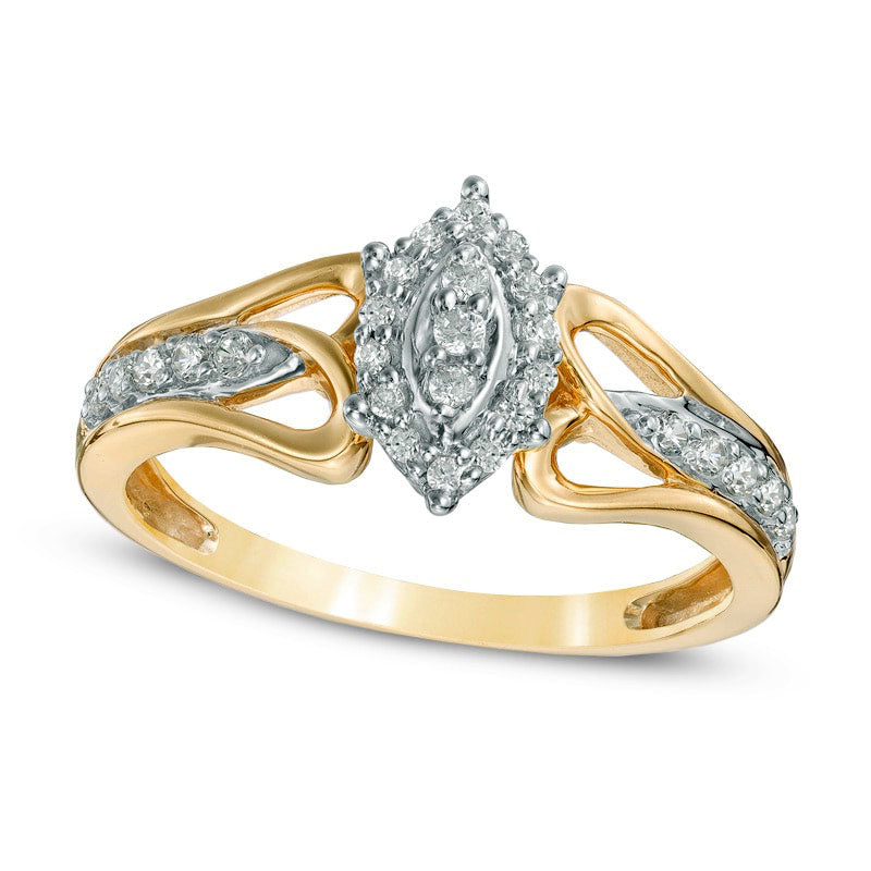 Image of ID 1 020 CT TW Marquise Composite Natural Diamond Promise Ring in Solid 10K Yellow Gold