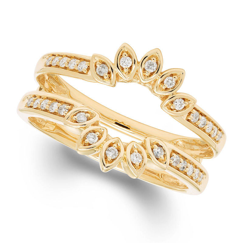 Image of ID 1 020 CT TW Natural Clarity Enhanced Diamond Flower Frame Solitaire Enhancer in Solid 14K Gold
