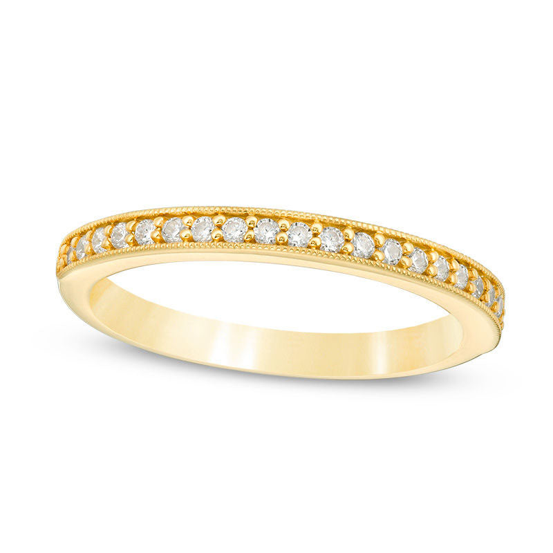 Image of ID 1 020 CT TW Natural Diamond Antique Vintage-Style Wedding Band in Solid 10K Yellow Gold