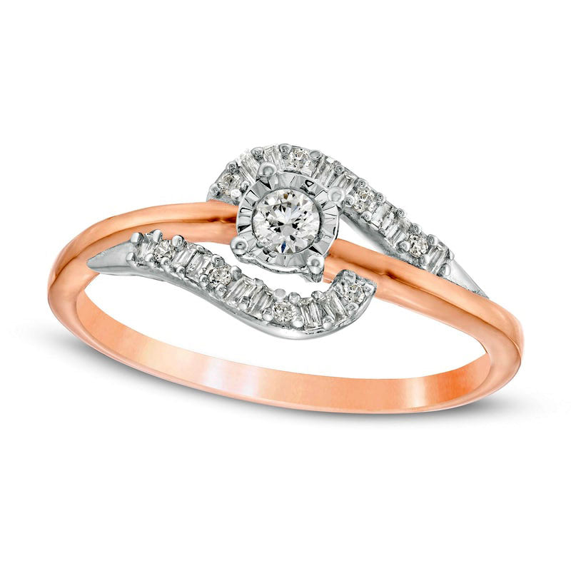 Image of ID 1 020 CT TW Natural Diamond Bypass Promise Ring in Solid 10K Two-Tone Gold