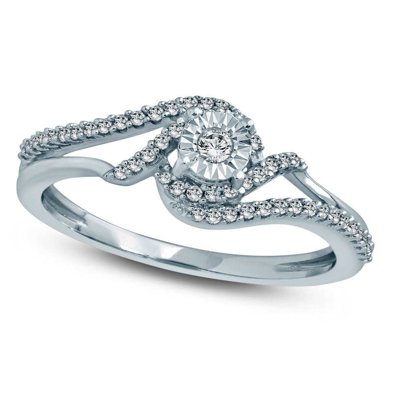 Image of ID 1 020 CT TW Natural Diamond Bypass Promise Ring in Solid 10K White Gold