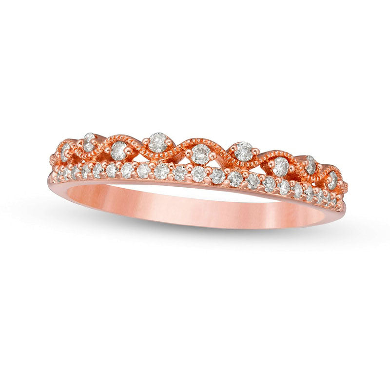 Image of ID 1 020 CT TW Natural Diamond Cascading Antique Vintage-Style Stack Band in Solid 10K Rose Gold