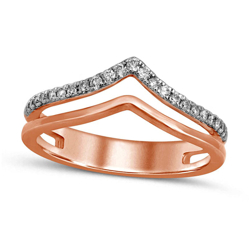 Image of ID 1 020 CT TW Natural Diamond Chevron Anniversary Ring in Solid 10K Rose Gold