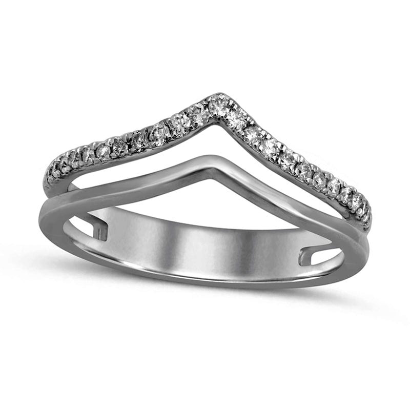 Image of ID 1 020 CT TW Natural Diamond Chevron Anniversary Ring in Solid 10K White Gold