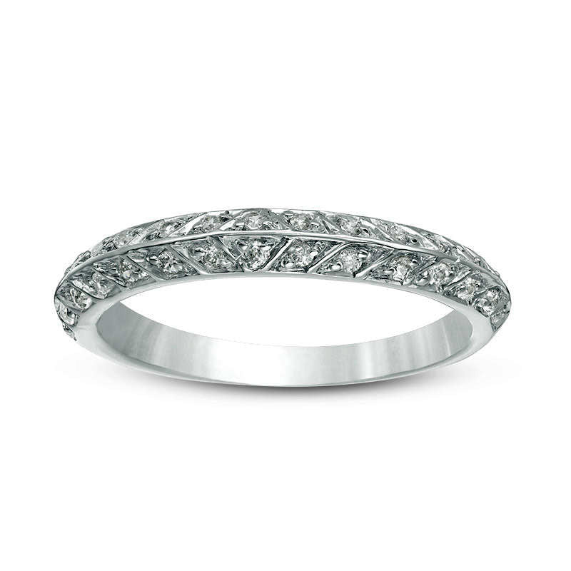 Image of ID 1 020 CT TW Natural Diamond Chevron Double Row Anniversary Band in Sterling Silver