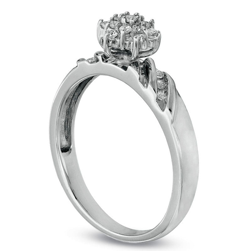 Image of ID 1 020 CT TW Natural Diamond Cluster Engagement Ring in Solid 10K White Gold