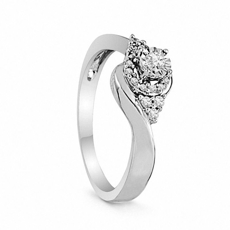 Image of ID 1 020 CT TW Natural Diamond Cluster Promise Ring in Sterling Silver