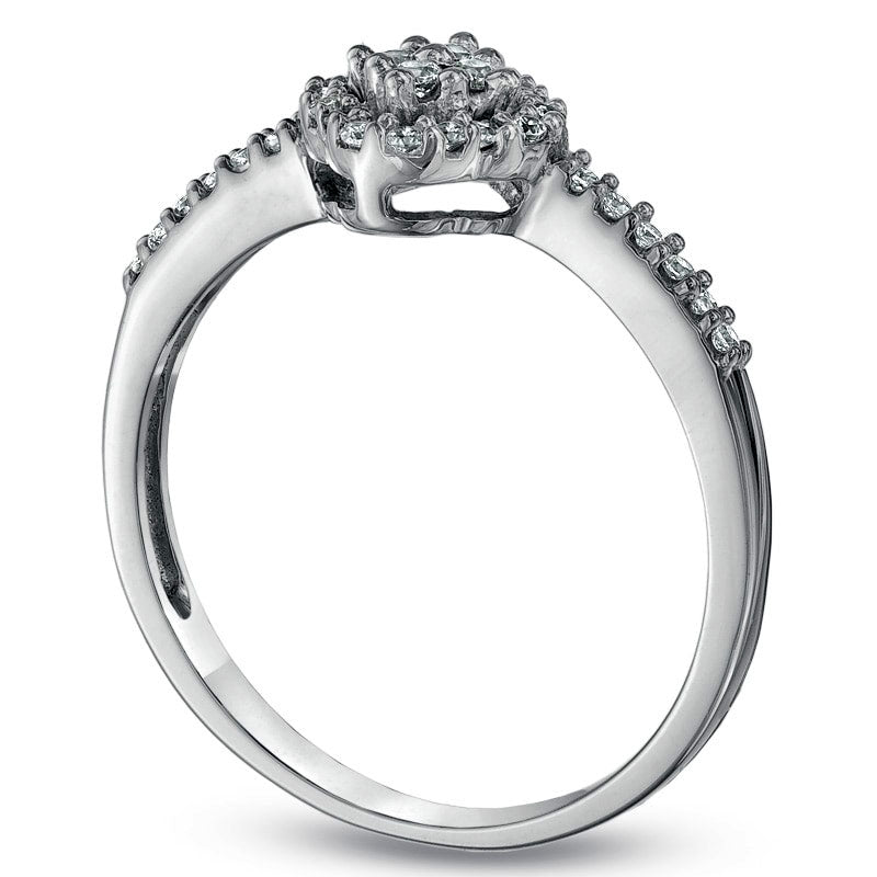 Image of ID 1 020 CT TW Natural Diamond Cluster Ring in Solid 10K White Gold