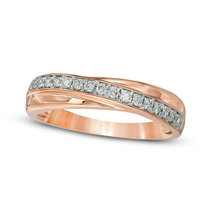 Image of ID 1 020 CT TW Natural Diamond Crossover Anniversary Band in Solid 10K Rose Gold