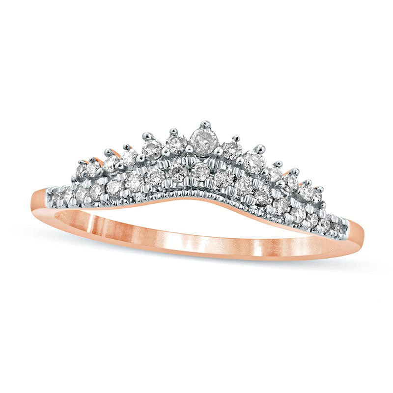 Image of ID 1 020 CT TW Natural Diamond Crown Contour Antique Vintage-Style Anniversary Band in Solid 10K Rose Gold