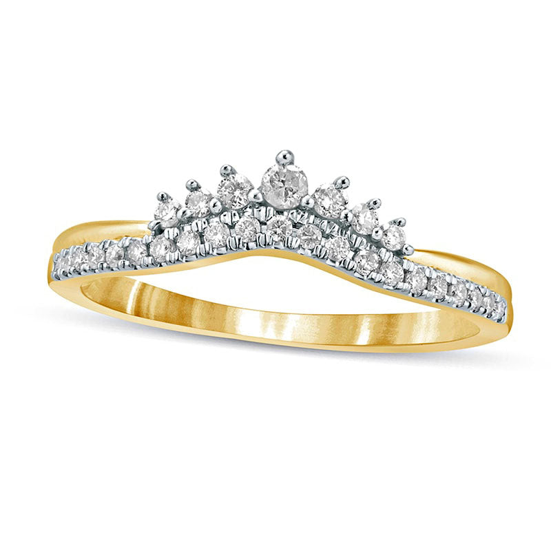 Image of ID 1 020 CT TW Natural Diamond Crown Contour Wedding Band in Solid 10K Yellow Gold