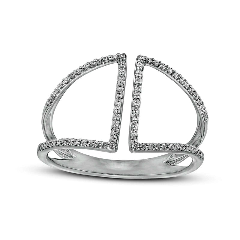 Image of ID 1 020 CT TW Natural Diamond Double Bar Open Split Shank Ring in Solid 10K White Gold