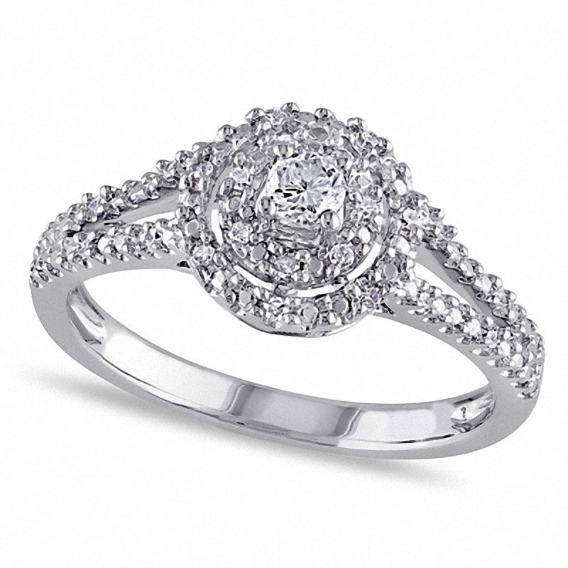 Image of ID 1 020 CT TW Natural Diamond Double Frame Promise Ring in Sterling Silver