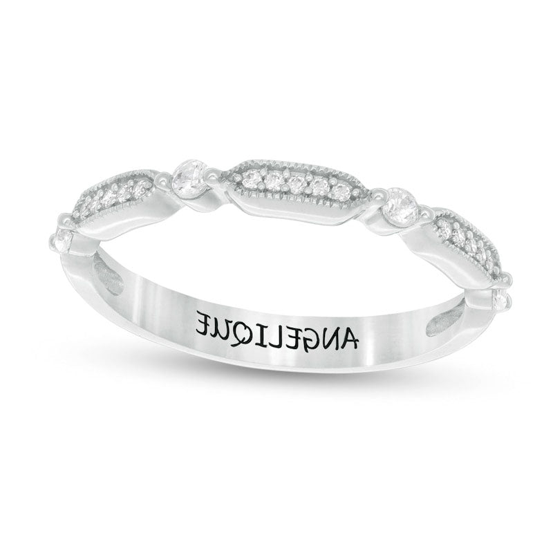 Image of ID 1 020 CT TW Natural Diamond Engravable Art Deco Antique Vintage-Style Anniversary Band in Solid 10K White Gold (1 Line)