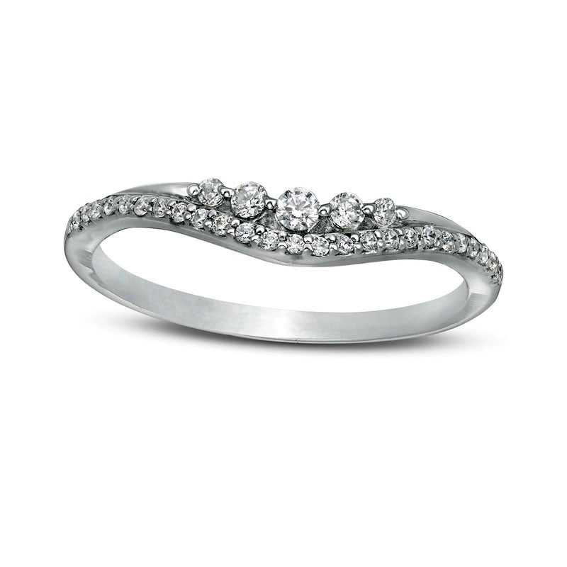Image of ID 1 020 CT TW Natural Diamond Five Stone Contour Anniversary Band in Solid 10K White Gold