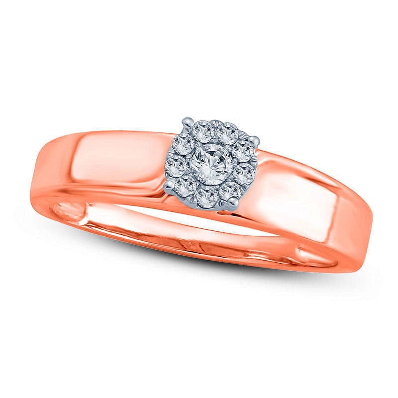 Image of ID 1 020 CT TW Natural Diamond Frame Engagement Ring in Solid 10K Rose Gold