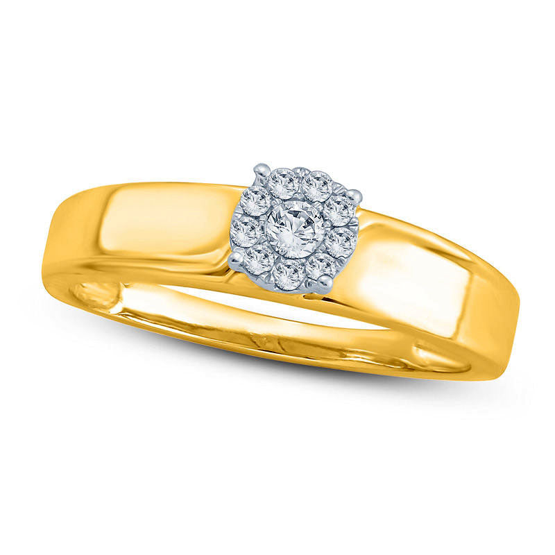 Image of ID 1 020 CT TW Natural Diamond Frame Engagement Ring in Solid 10K Yellow Gold