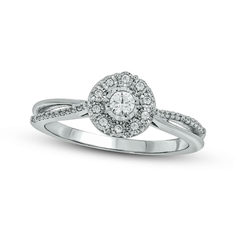 Image of ID 1 020 CT TW Natural Diamond Frame Split Shank Promise Ring in Solid 10K White Gold