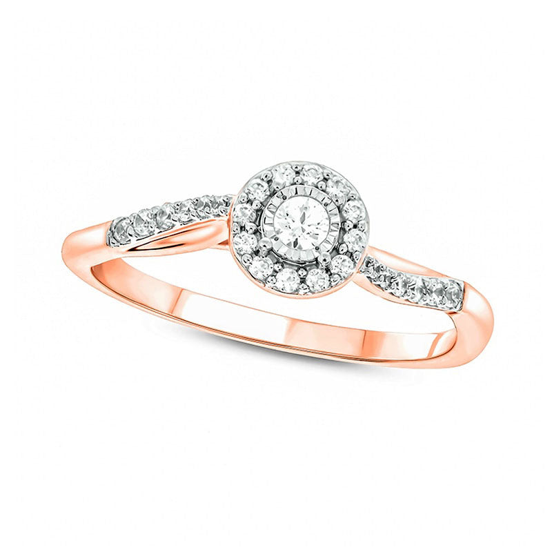Image of ID 1 020 CT TW Natural Diamond Frame Wave Promise Ring in Solid 10K Rose Gold