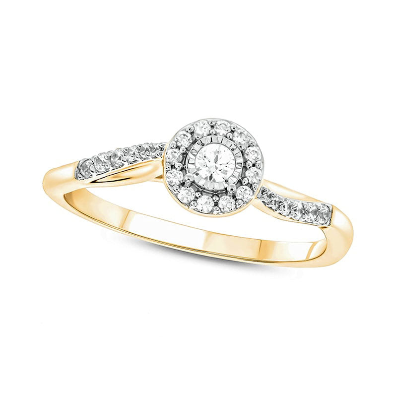 Image of ID 1 020 CT TW Natural Diamond Frame Wavy Promise Ring in Solid 10K Yellow Gold