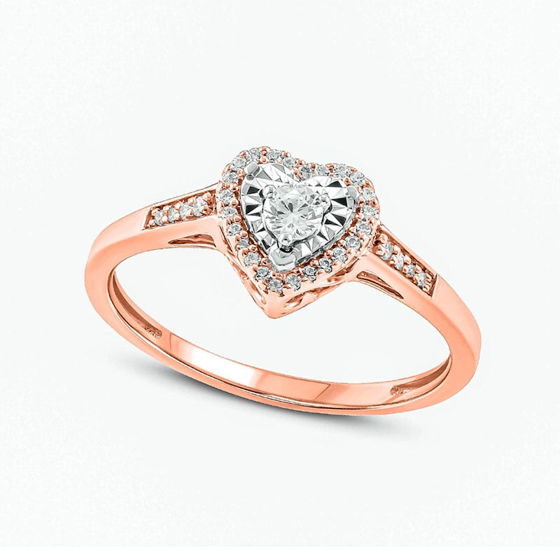 Image of ID 1 020 CT TW Natural Diamond Heart Frame Ring in Solid 10K Rose Gold