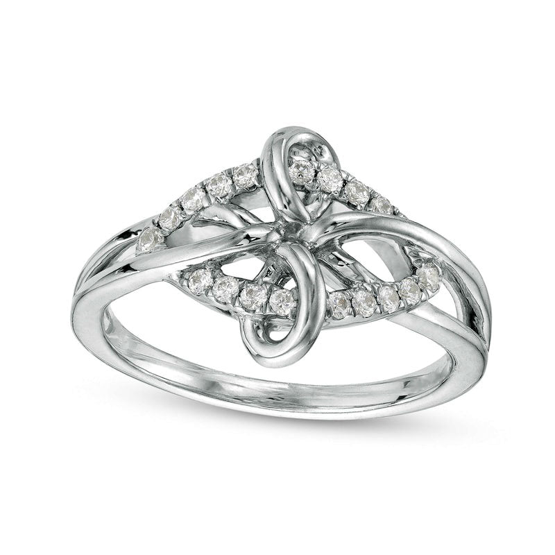 Image of ID 1 020 CT TW Natural Diamond Infinity Loop Split Shank Ring in Sterling Silver