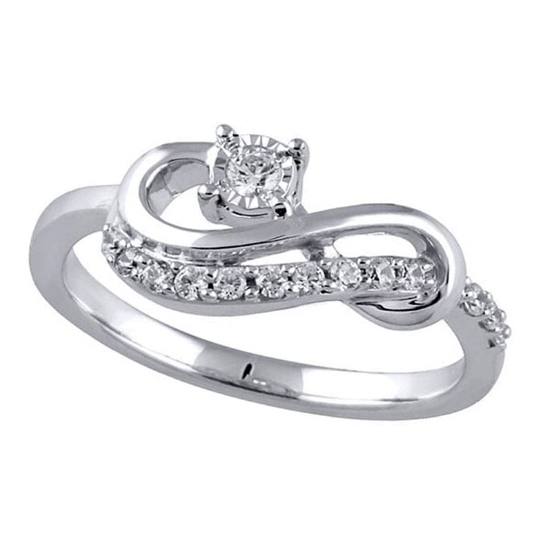 Image of ID 1 020 CT TW Natural Diamond Infinity Promise Ring in Sterling Silver